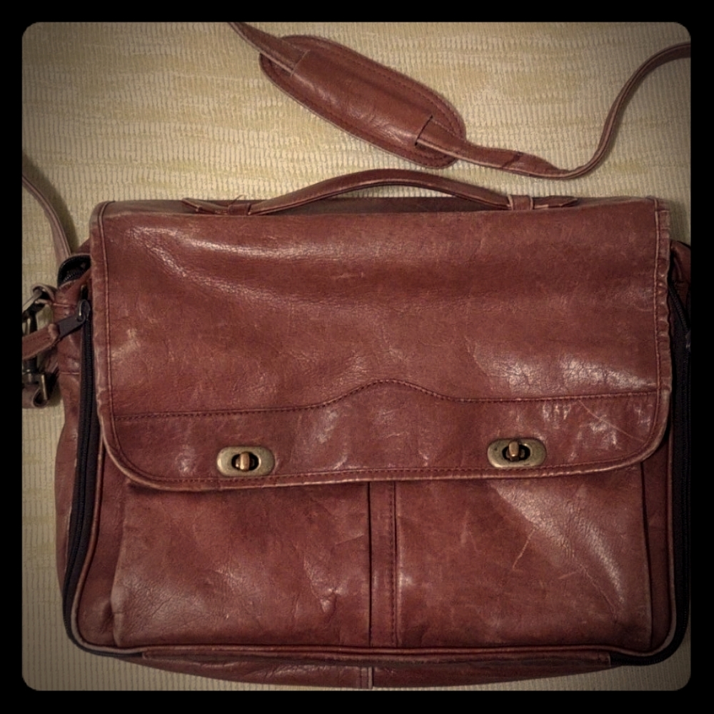 Real leather vintage messenger bag
